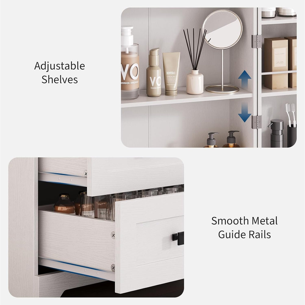 IDEALHOUSE Farmhouse Kitchen Pantry Cabinet - 72" Tall Large Wood Kitche...
