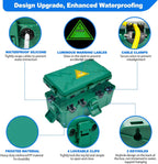 Hrensaw Medium Outdoor Electrical Box(10.6x5.7x4.9inch),Weatherproof Connection Box w/6 Cable Entry,IP54 Waterproof Extension Cord Cover Protect Power Strip,Timer,Plug,Holiday Lights,Green