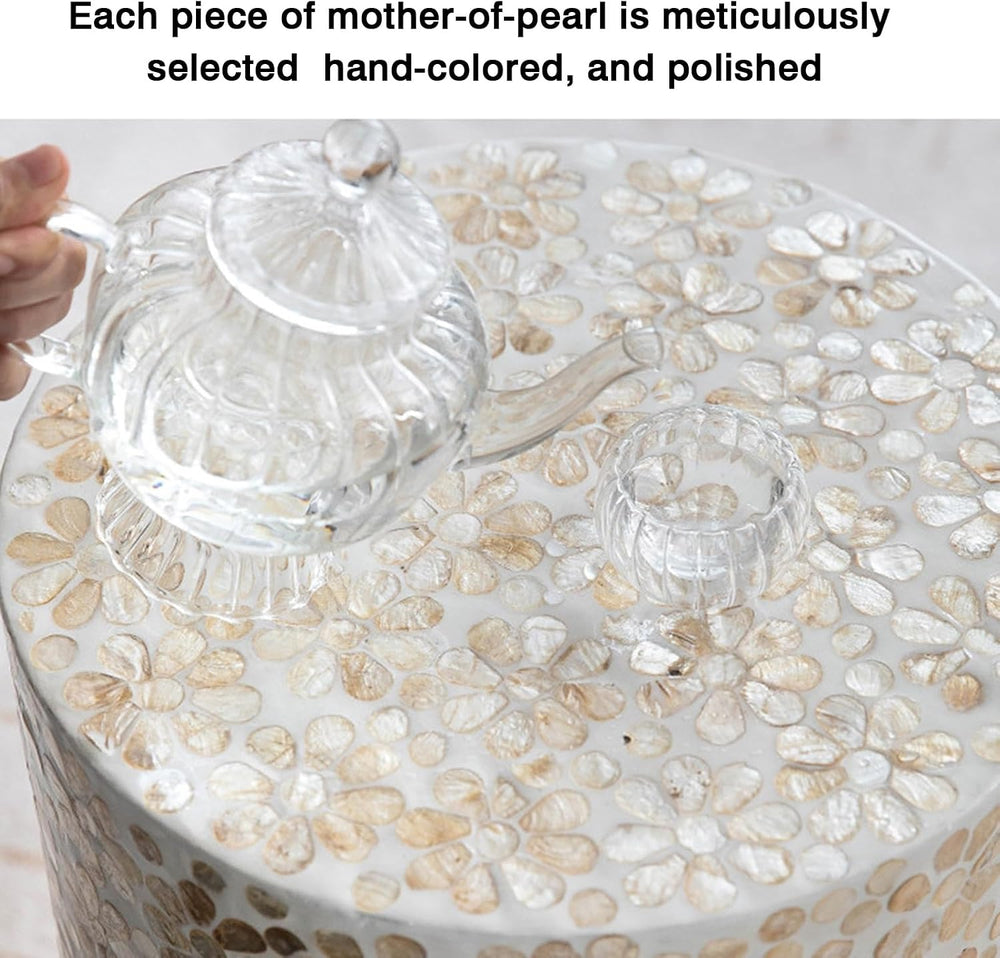 Bedside Side Table, Seashell-Style Side Table, Balcony, Living Room Sofa Corn...