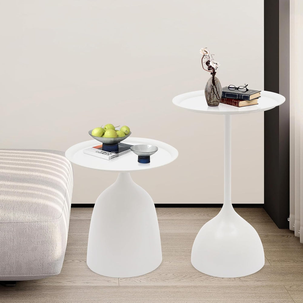 Round Side Table Set of 2, Metal Round End Tables, Modern Nesting Table Sets,...