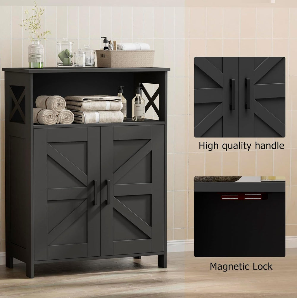 Homhedy Farmhouse Bathroom Storage Cabinet with Doors, Small Floor Cabinet