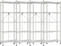 DEANIC 5 Tier Foldable Storage Shelves with Wheels, Large Capacity Shelving Unit, Freestanding Metal Wire Shelf Rack, No Assembly Organizer Rack for Garage Kitchen, Basement, Pantry(Grey Pack of 4)