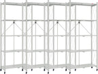 DEANIC 5 Tier Foldable Storage Shelves with Wheels, Large Capacity Shelving Unit, Freestanding Metal Wire Shelf Rack, No Assembly Organizer Rack for Garage Kitchen, Basement, Pantry(Grey Pack of 4)