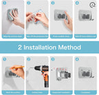 nacena Broom Holder Wall Mount, 4 Packs Silver Stainless Steel Mop and Broom Hanger with Hooks Heavy Duty Broom and Mop Organizer Wall Hanging for Bathroom, Kitchen