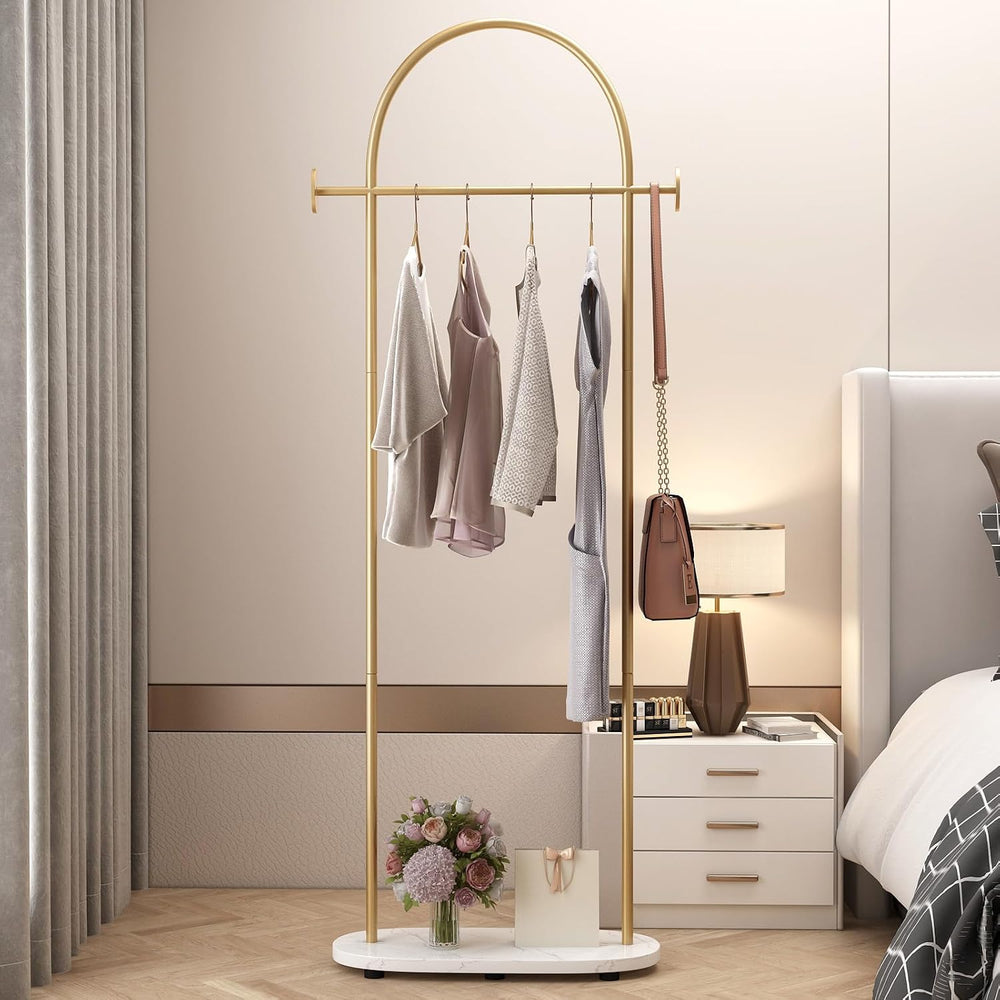 Gold Clothing Rack, Modern Clothes Rack with Shelf, Heavy Duty Freestanding C...
