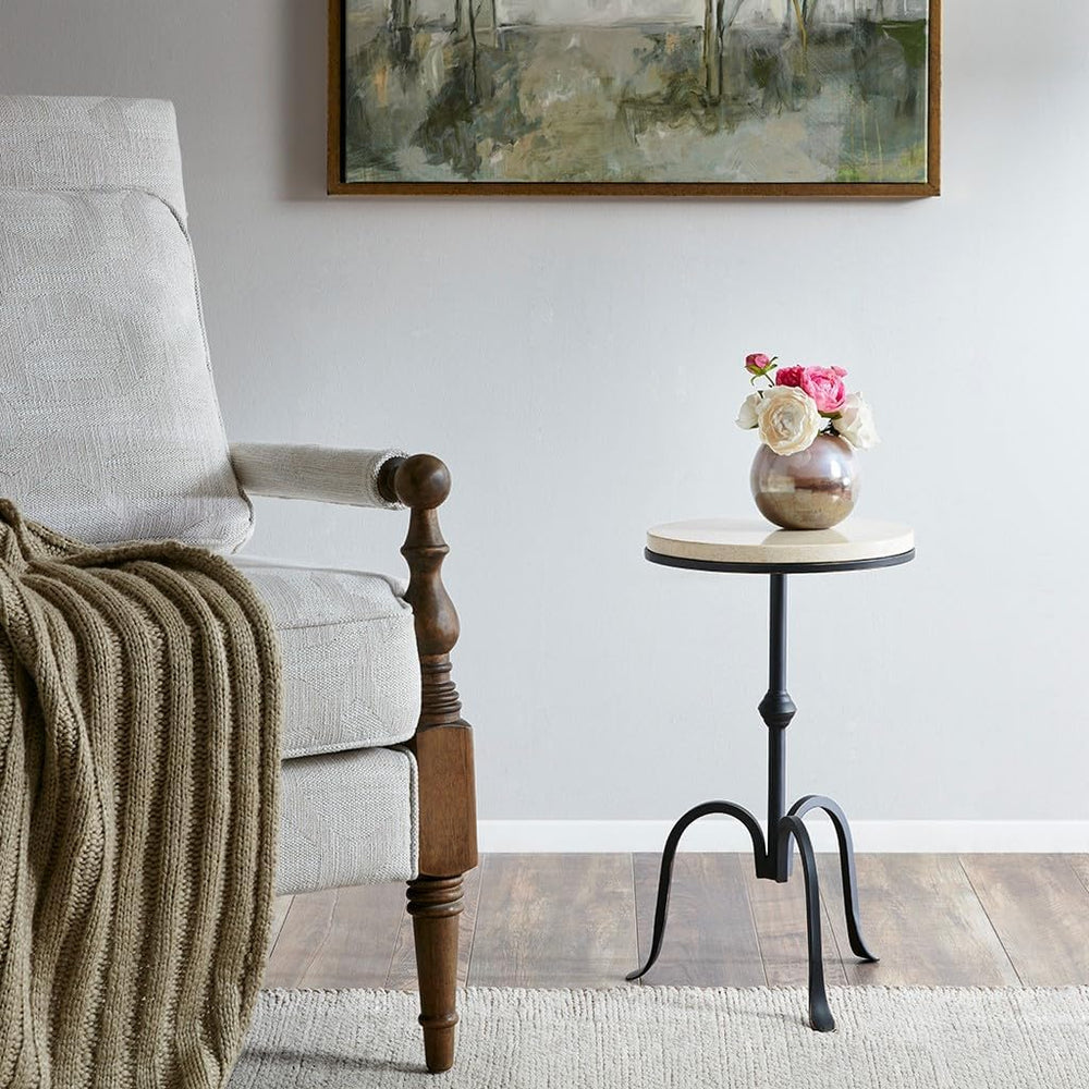 Gracie Mills Barron Marble Top Pedestal Accent Table