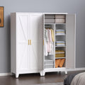 Metal Armoire Wardrobe Closet, 71" Clothing Storage Cabinets with 2 Doors & 3 Adjustable Shelves, White Wardrobe Cabinet with Hanging Rod for Bedroom, Gym