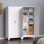 Metal Armoire Wardrobe Closet, 71" Clothing Storage Cabinets with 2 Doors & 3 Adjustable Shelves, White Wardrobe Cabinet with Hanging Rod for Bedroom, Gym