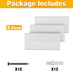 Pegboard Smith Metal Pegboard Panels 12" x 24", 3 Pack Grey Wall Mounted Tool Organizer Boards, Heavy Duty Tool Storage Peg Board for Garage, Workbench, Office, Fits 1/4" Peg Hooks