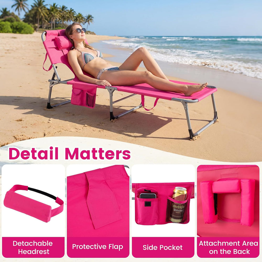 BECOMFORT Tanning Chair with Face Hole & Arm Holes, Portable Lounge Chair...