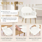VECELO Velvet Dining Chairs Set of 2, Modern Upholstered Kitchen Chairs with Cushion, Padded Backrest and Metal Legs, White