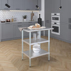 AmGood Stainless Steel Work Table with 2 Shelves | NSF | Metal Utility Table (30" Long x 24" Deep)