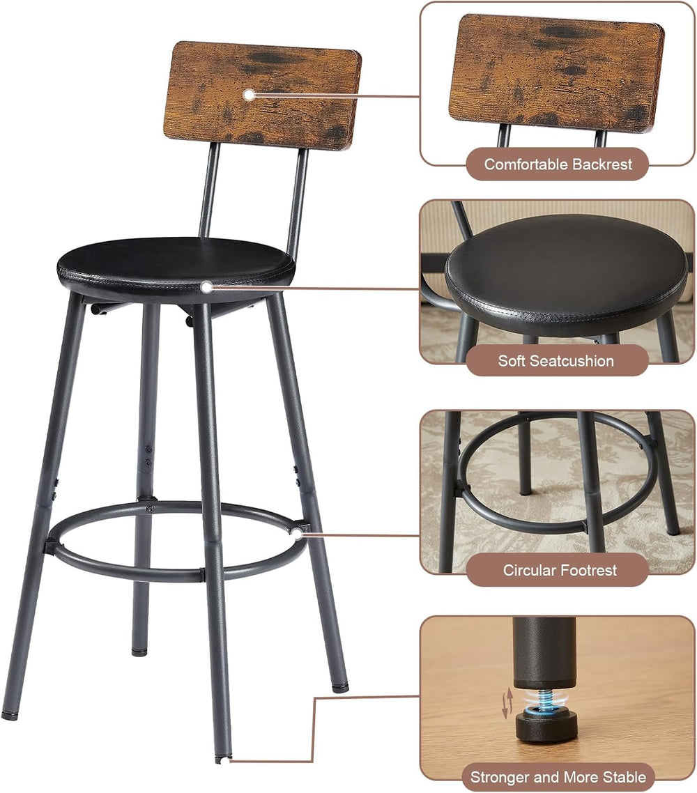 Bar Table and Chairs Set for 3, 63" L Rectangle Sofa Table, Brown | Bar ...