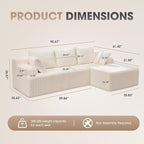 Hobestluk Modular Sectional Sofa Couches L-Shape Couch 3 Seat Modular Sofa Memory Foam Sectional Couches for Living Room, Cloud Couch with Oversized Chaise (96" Right Facing Chaise)