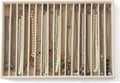 Large Jewelry Organizer for Drawer Insert Velvet Stackable Jewelry Trays for Earring Necklace Bracelet Ring Display (Beige, 16 Grids)
