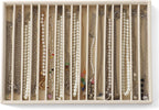 Large Jewelry Organizer for Drawer Insert Velvet Stackable Jewelry Trays for Earring Necklace Bracelet Ring Display (Beige, 16 Grids)