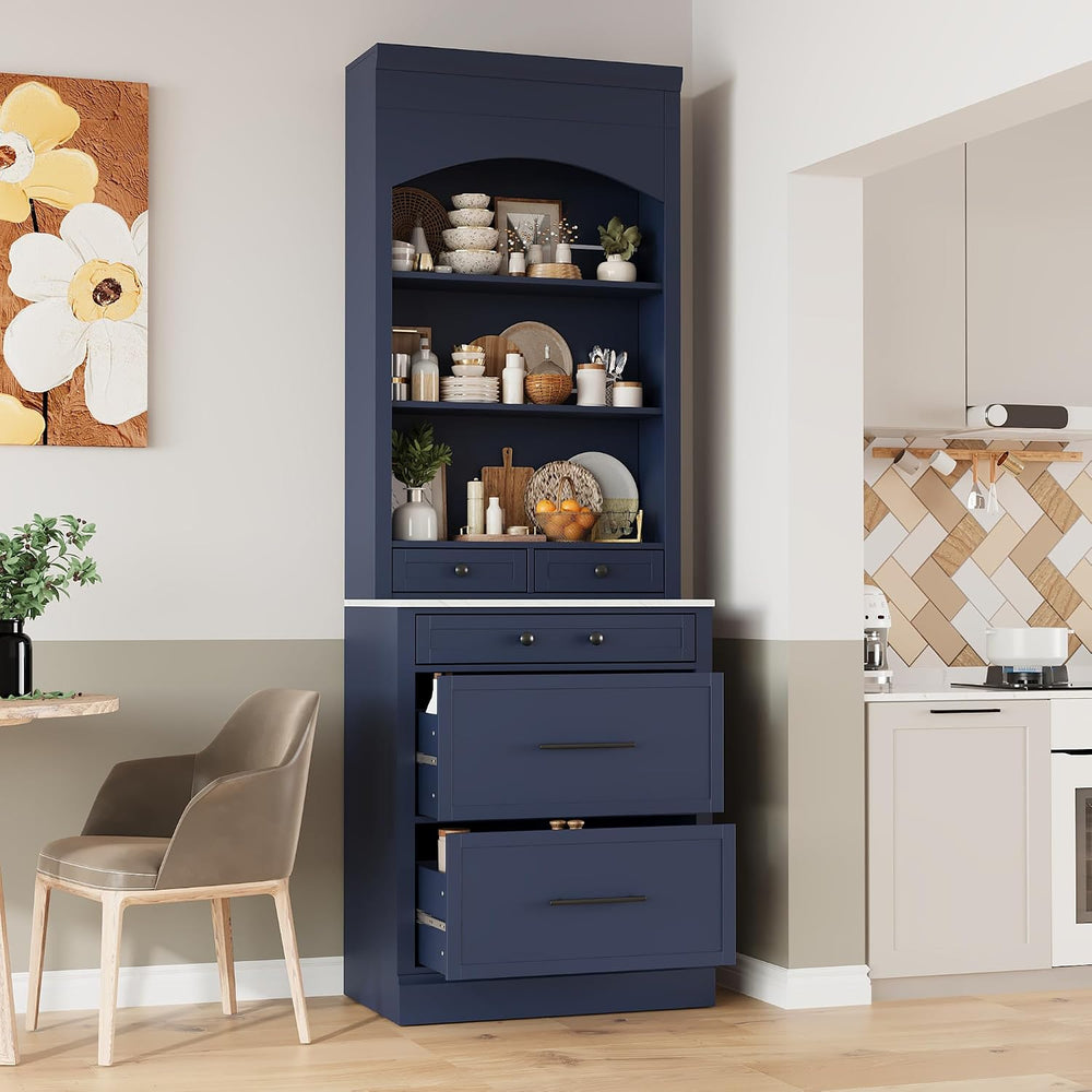 Merax 83.7” Tall Kitchen Pantry Cabinet, Storage Cabinets with 5 Drawers and ...
