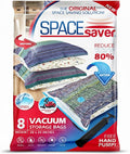 Spacesaver 8 Pack Medium Vacuum Storage Bags for Comforters, Blankets & Clothes – Vacuum Sealed Compression Bags with Hand Pump – Space Saver Storage Bags for Bedding, Moving, Travel & Organization
