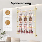 Wall Mounted Scarf Rack, 5 Tier Ties Silk Scarves Towels Storage Multifunctional Metal Rack, Space-Saving Wrapping Paper Organizer Ribbon Holder for Flower Shops Gold