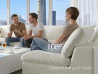 Oversized V Shaped Sectional Couches for Living Room丨5 Seater White Sectional Couch Chenille Fabric
