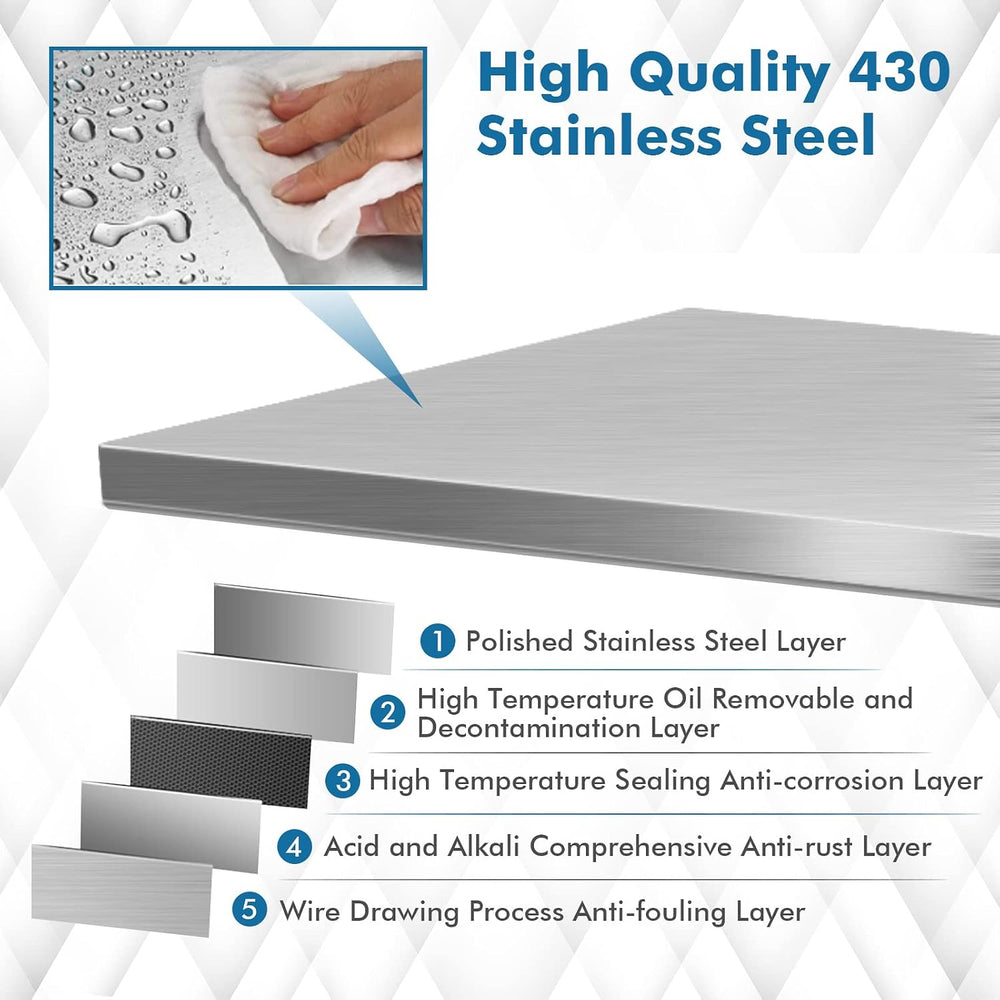 Giantex 48 x 30 Inches Stainless Steel Work Table, Heavy Duty Commercial Kitc...