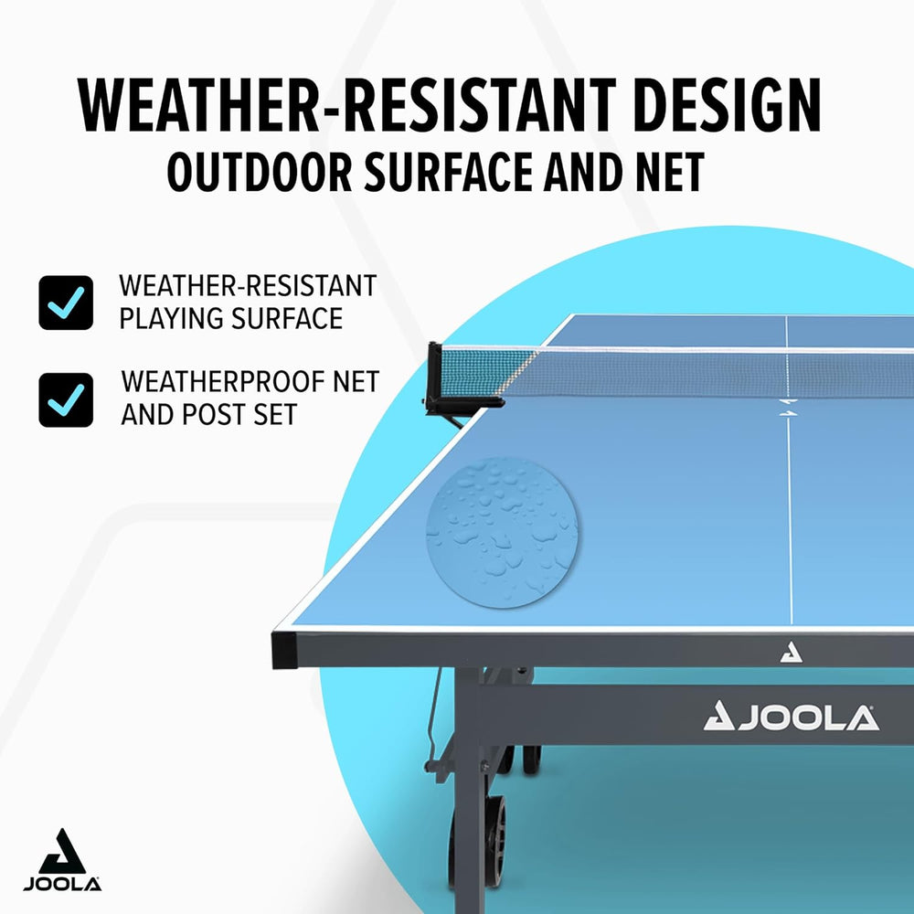 JOOLA NOVA Outdoor Ping Pong Table with Waterproof Table Tennis Net Set - Qui...