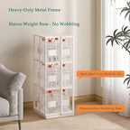Square Rotating Bookshelf Tower - 360 Spinning Display Corner Bookcase for Narrow Space, Modern 3-Tier Revolving Storage Shelf, White