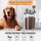 3-5Lbs Airtight Small Cat Dog Pet Food Storage Containers BPA Free, with Large Pour Spout/1 Measuring Cup/4 Safety Locks and Double-layer Silicone Strip (Olive Gray 2Pack