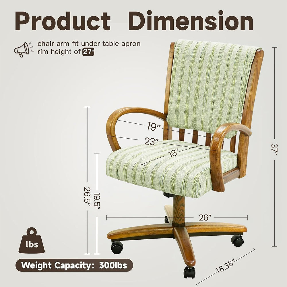 Chromcraft Set of 1 Caster Swivel Tilt Dining Chairs, Ultra Comfort Kitchen C...