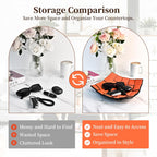 MSJGA Valet Tray PU Leather Key Holder Bowl for Women and Men Entryway Table Nightstand Desk Tray for Wallet, Keys Men's Gift - Orange & Black, 9.8" L x 9.8" W x 2" H