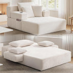 70"Chaise Lounge Chair, Oversized Boneless Chair & 2 Cup Holder 4 Pockets | Oversized Corduroy Lounge Chair Indoor Convertible, 3 Pillows, Deep Seat Sleeper Sofa Bed, Living Room, Reading, No Assembly