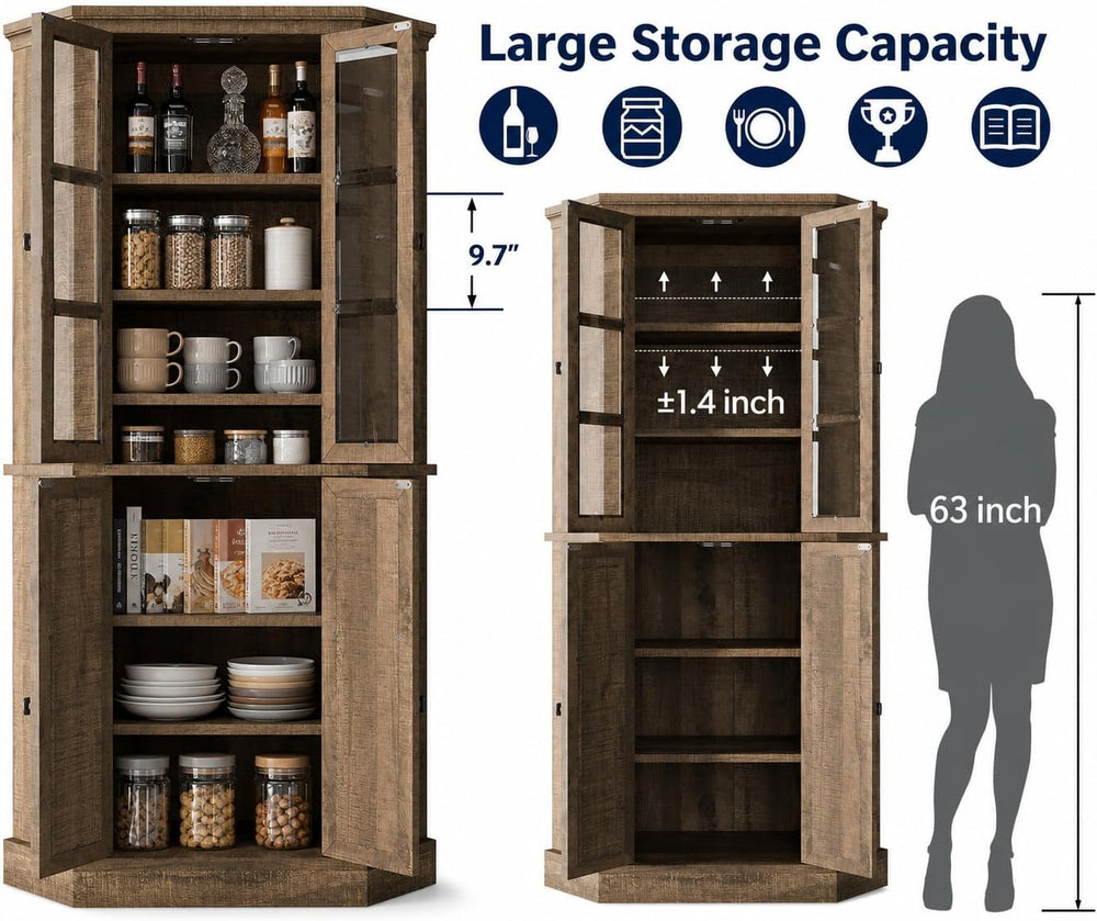 Betterhood Corner Cabinet, 67" Tall Kitchen Pantry Storage Cabinet with ...