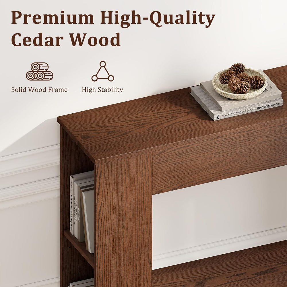 Walnut Console Table with Storage, 47.2" W Farmhouse Entryway Table, Lon...