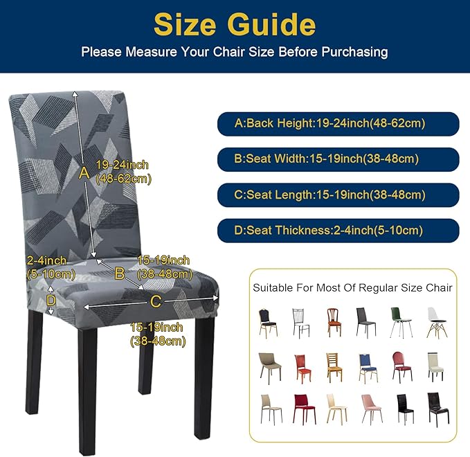 Chair Covers, Stretch Kitchen Chair Covers/Dining Chair Covers for Dining Room 8 Pack, Removable Washable Dining Chair Slipcovers for Home, Hotel, Banquet
