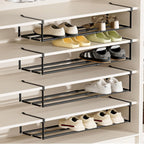 UFORU 4PC Expandable Shoe Rack for Closet,Hanging Shoe Rack Organizer,Black | Shoe Shelf Dividers,Adjustable Under Cabinet Shelf,Under Shelf Storage for Kitchen, Book, Clothing Storage and Organization