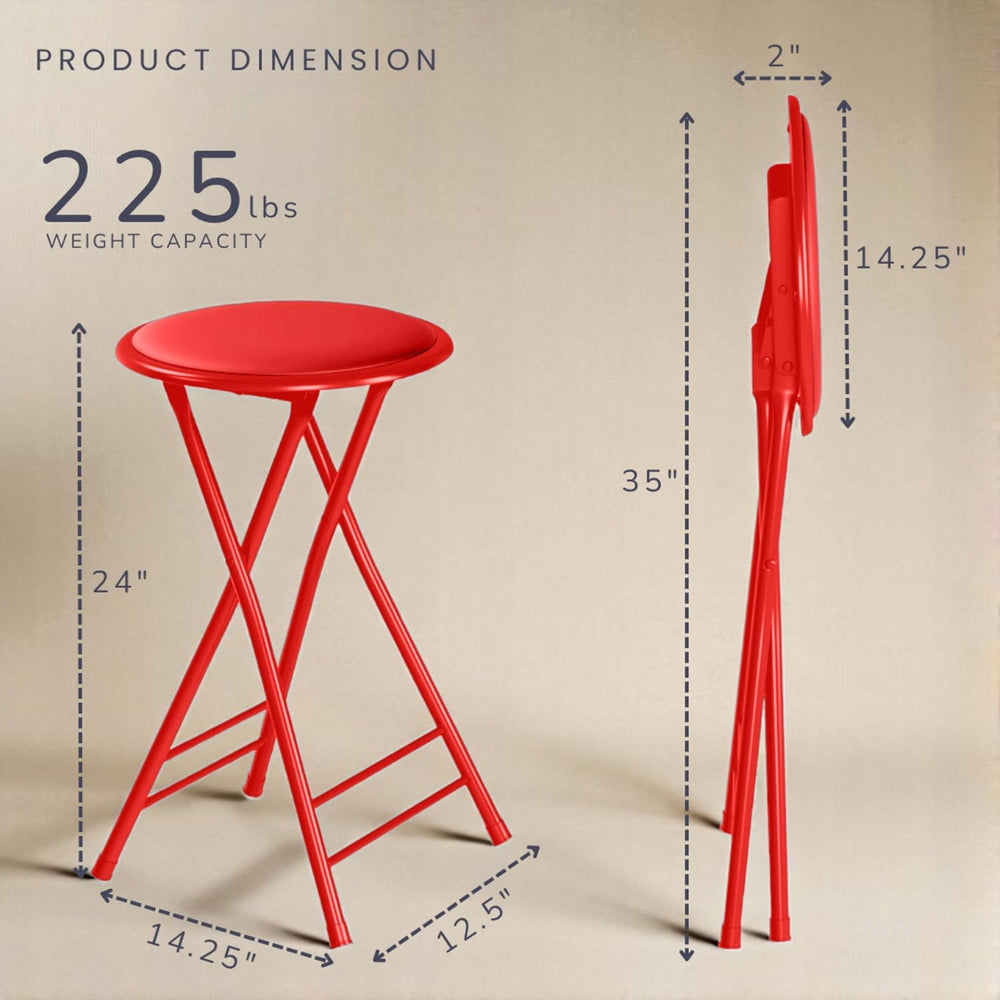 Lavish Home Folding Stool - Set of 2 Counter Height Bar Stools – 24-Inch Back...