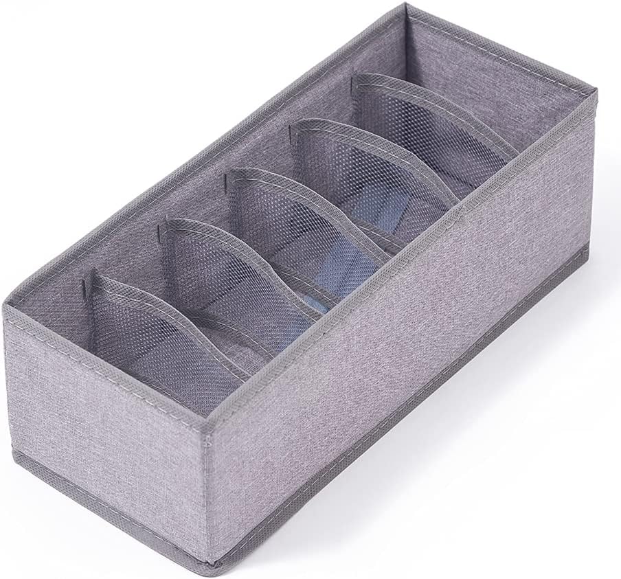 Qozary 3 Pack Sock Underwear Drawer Organizer Dividers, Collapsible Cabinet Closet Storage Boxes for Clothes, Socks, Lingerie, Underwear, Tie, Belt, Baby, Bedroom