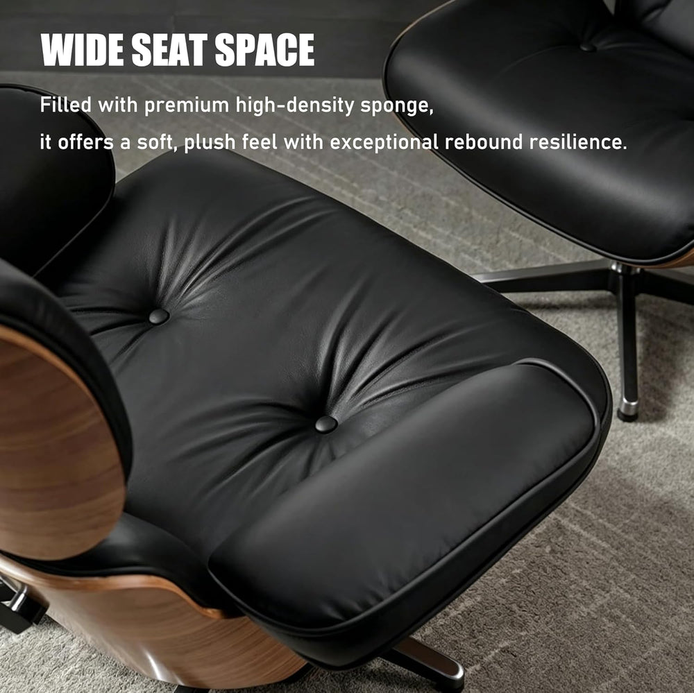 Mid Century Chaise Lounge Chair with Ottoman, Modern Retro Classic Design, PU...