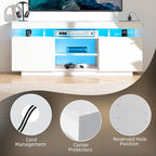 HOMMPA LED TV Stand for 65/60/55 inch TV Modern Entertainment Center with Power Outlets, Gaming TV Consoles with Storage Media Table with LED Lights Game Cabinet for Living Room White
