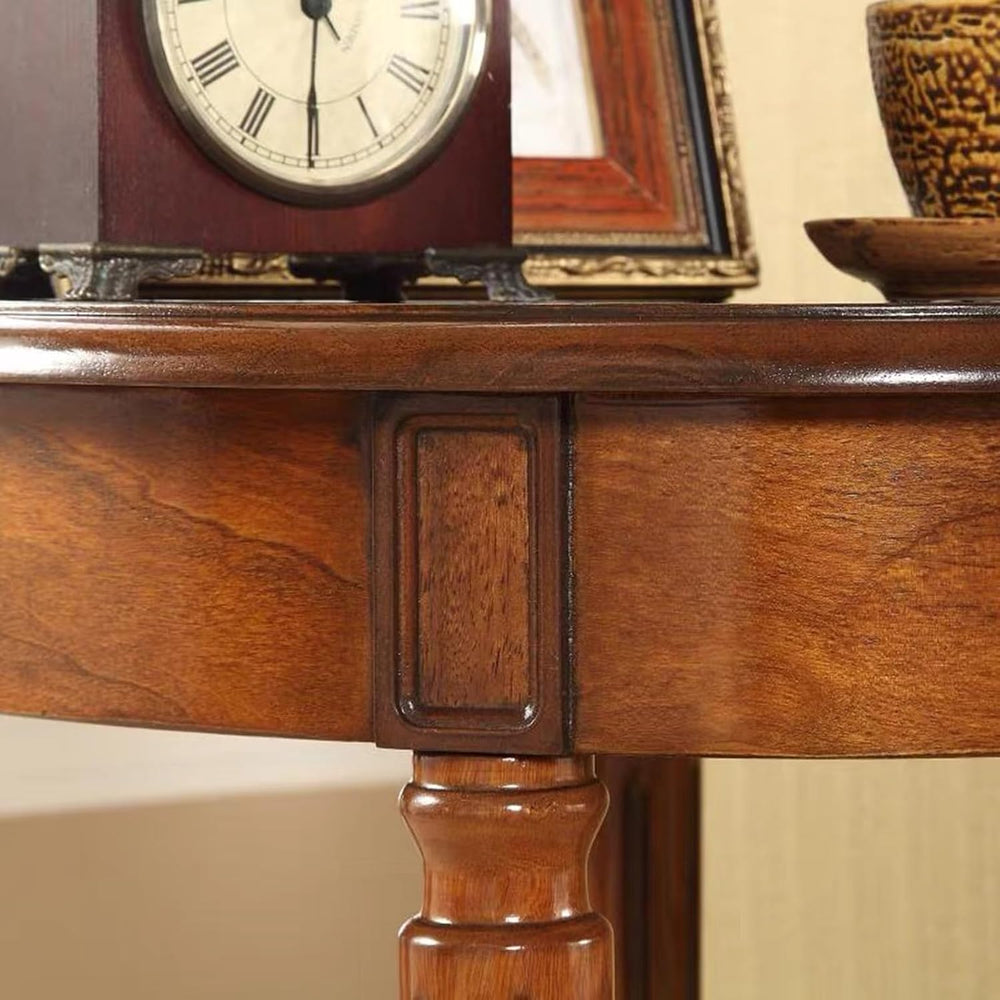 YUNMUARY-Oval End Table Cherry Finish Wood Side Table with Storage Shelf,Mode...