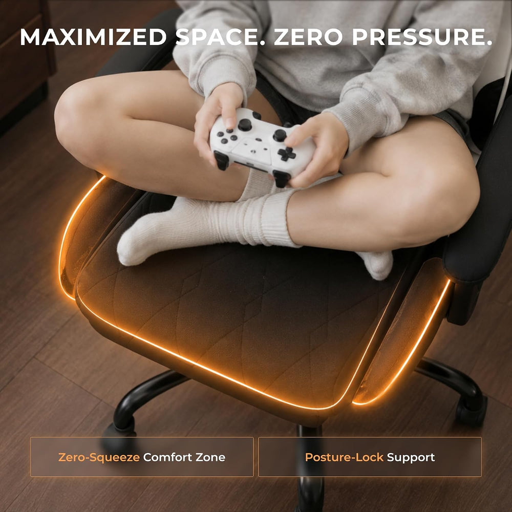Dowinx Gaming Chair with Footrest, Ergonomic Office Chair, Black White | PU l...