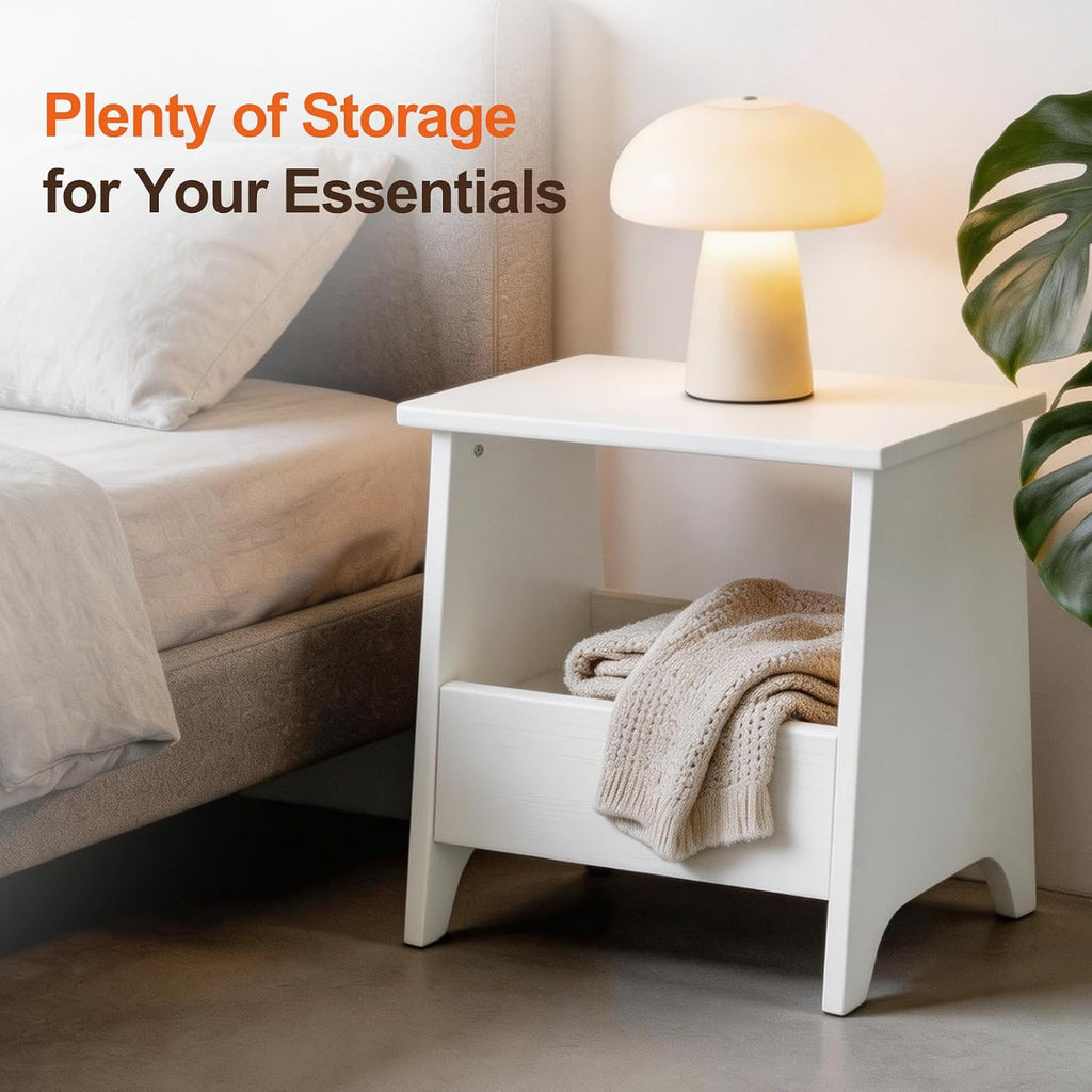 King Oasis Small Storage Stool with Flat Top, 15.7" Modern Footstool Ottoman for Living Room & Bedroom, Narrow Shoe Bench/Side Table for Entryway, Bathroom, Bedroom and Small Spaces, White