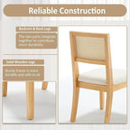 Westice Rattan Dining Chairs Set of 4, French Country Dining Room Chairs with Upholstered Cushion, Wood Armless Chairs for Kitchen/Restaurant