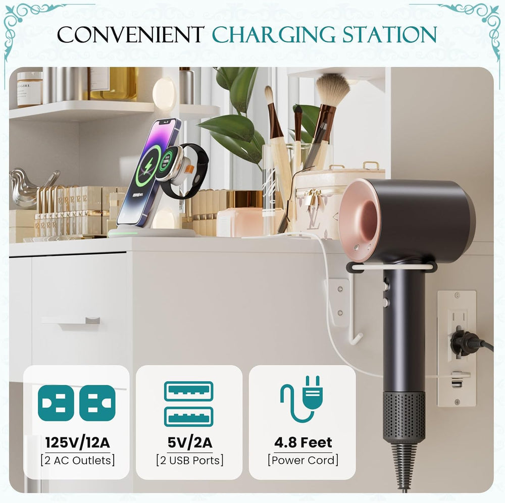 3 Lighting Modes Adjustable Brightness, with LED Lights and Mirror, with Powe...