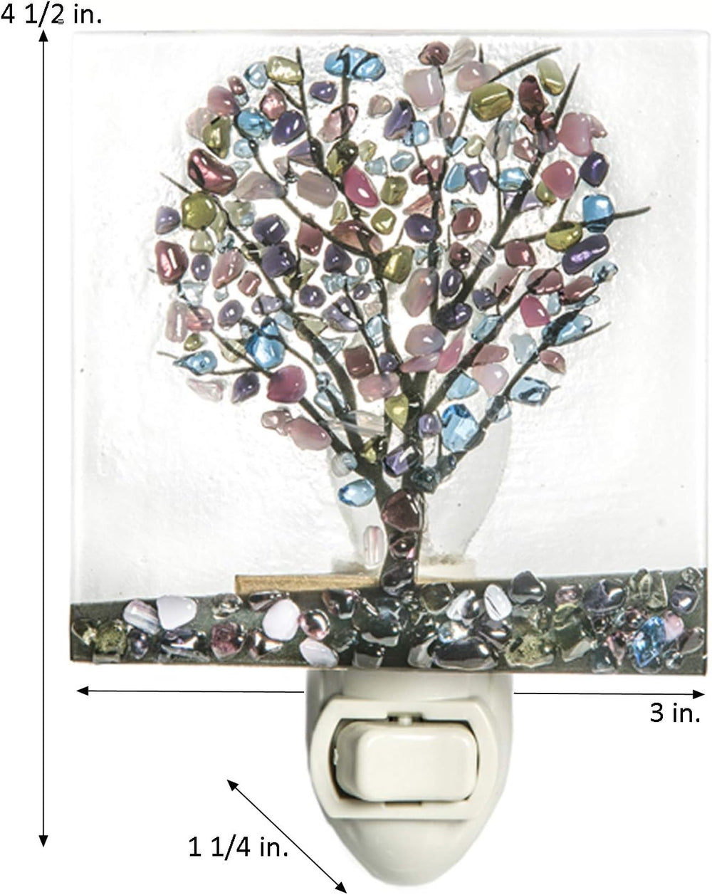 J Devlin Tree Glass Plug-in Night Light, Multicolor