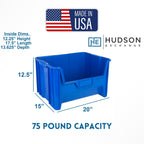 Hudson Exchange 20" x 15" x 12.5" (3 Pack) Plastic Giant Stackable Hopper Bin Container, Blue