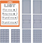 8 Pack Velvet Jewelry Trays X-Large Stackable Jewelry Drawer Organizer 8-Layer Jewellry Tray Set for Earrings, Necklaces, Rings,Bracelets with Removable Divider for Dresser & Vanity