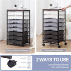 Rolling Cart with Drawers,Utility Cart With 8 Drawers and Wooden Tabletop for Living Room,Classroom,Bedroom,Bathroom,Dorm,Office,Dark Grey