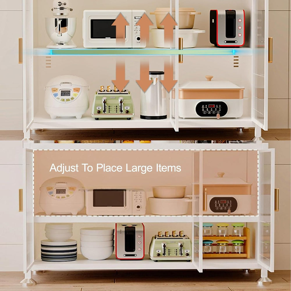 Kitchen Pantry Storage Cabinet with Adjustable Shelves, Pantry Storage Cabine...