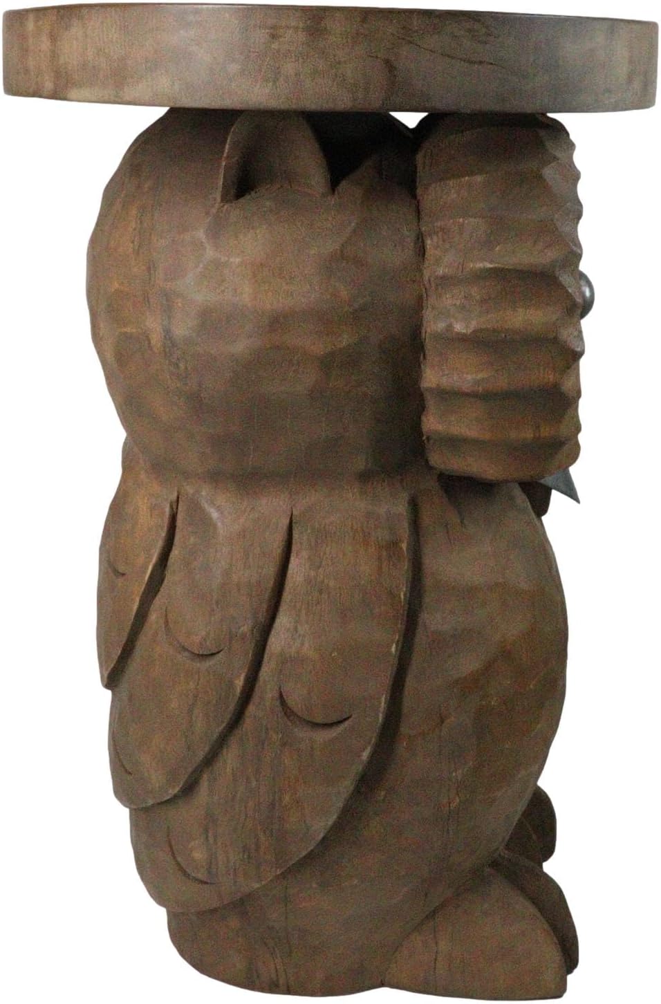 Ebros Gift Hand Carved Whimsical Wise Owl Round Top Sculptural Side Table Mad...